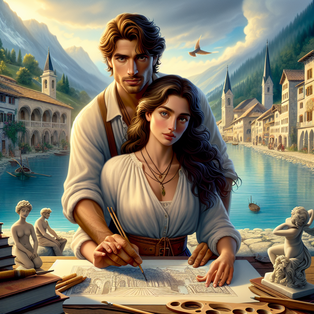 O Reencontro das Artes: Miguel e Sofia na Praça do Vilarejo